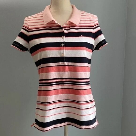 Tommy Hilfiger Multi-Stripe Polo - Women M - Picture 1 of 12
